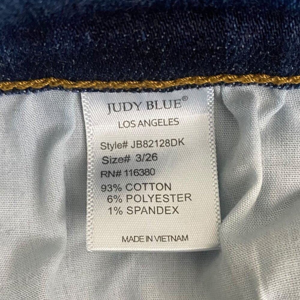 Judy Blue Slim Fit Denim Jeans Blue Women's Size 26 Mid-Rise Distressed Tapered - Picture 10 of 10